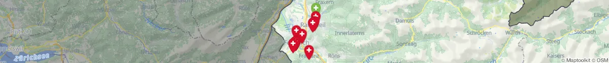 Kartenansicht für Apotheken-Notdienste in der Nähe von Übersaxen (Feldkirch, Vorarlberg)